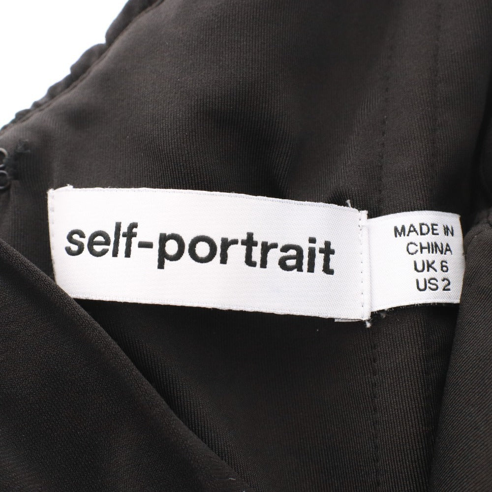 ■ self-portrait セルフポートレイト ドレス ロングワンピース ノースリーブ トップス 無地 レディース UK 6 (S相当) ブラック 黒
