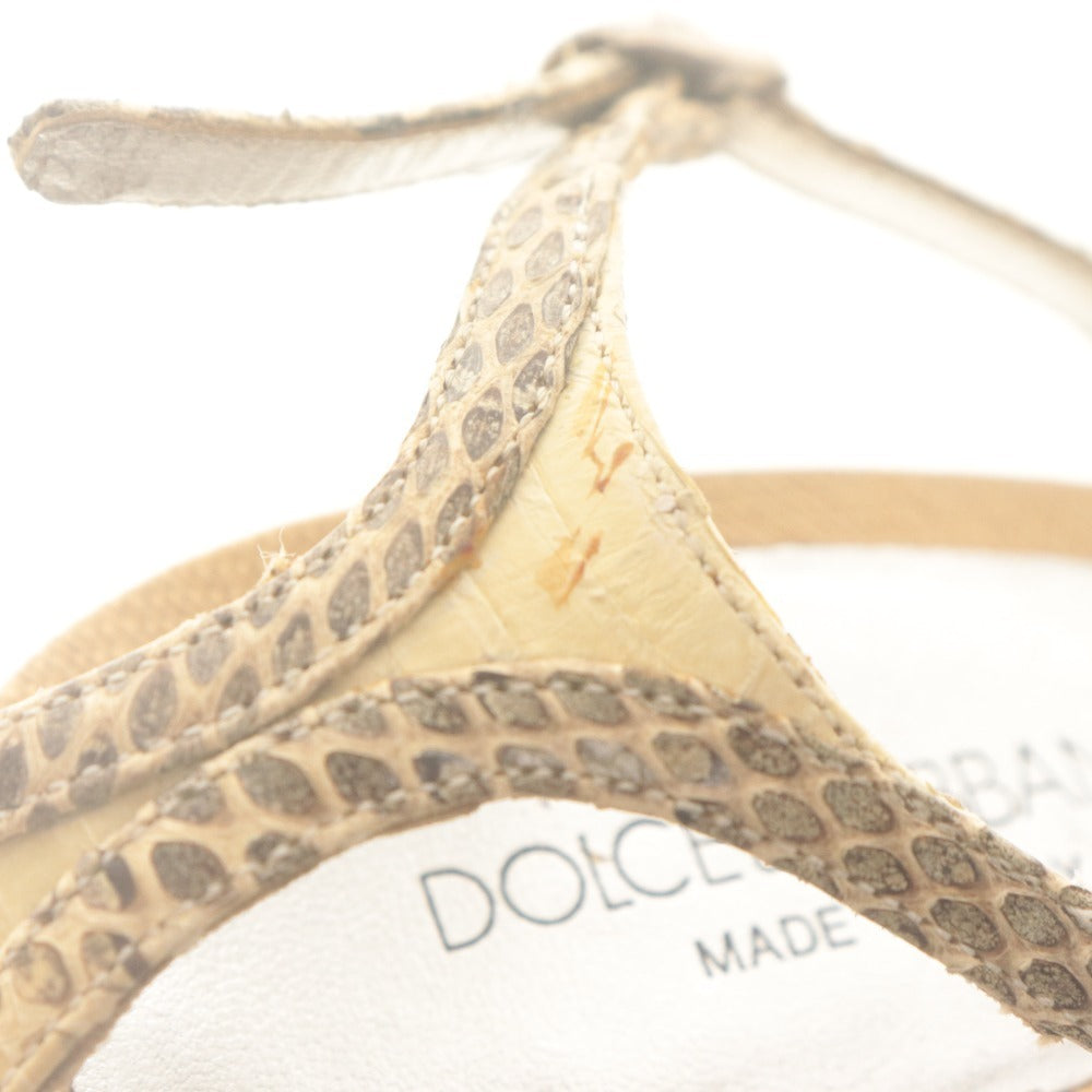 ■ DOLCE＆GABBANA ドルチェ＆ガッバーナ サンダル 靴 ストラップ フリル レディース 36 1/2 (23.5cm相当) ベージュ系 レッド系
