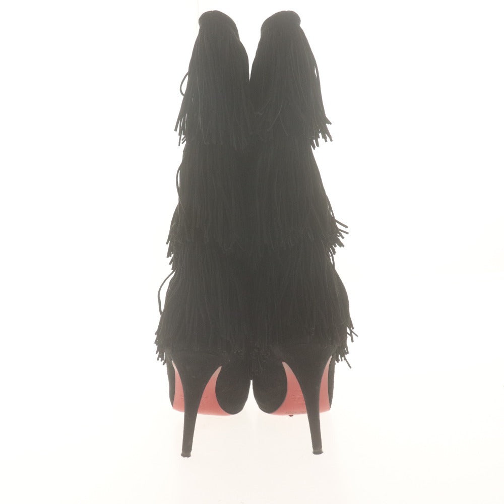 ■ Christian Louboutin クリスチャンルブタン ブーツ 靴 フリンジ スエード レディース 37 (24.0cm相当) ブラック 付属品付き