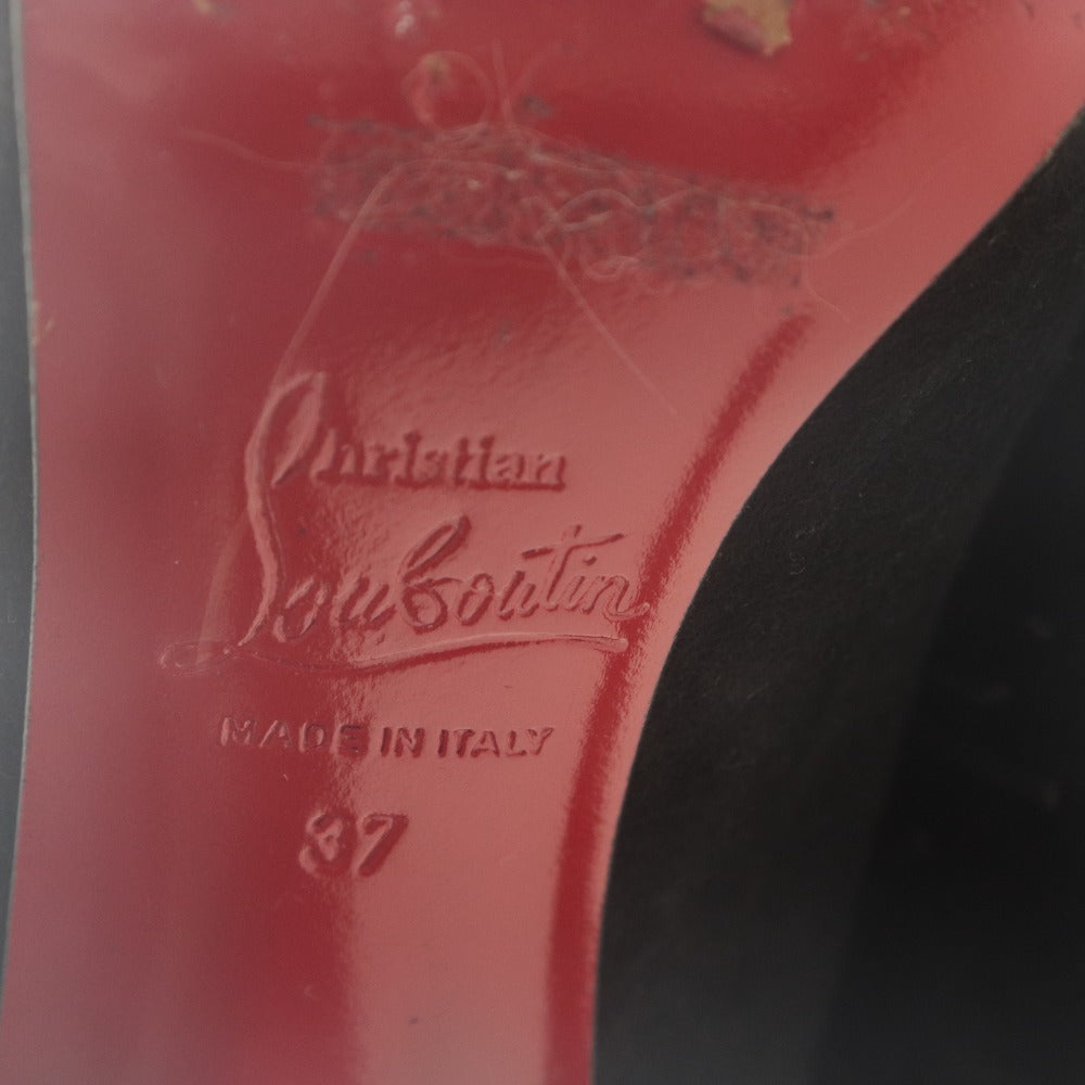 ■ Christian Louboutin クリスチャンルブタン ブーツ 靴 フリンジ スエード レディース 37 (24.0cm相当) ブラック 付属品付き
