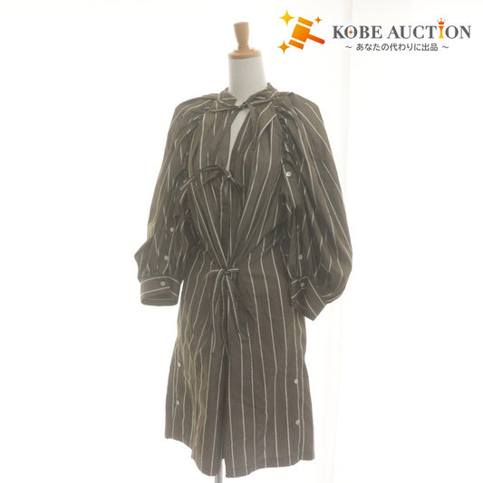 ■ 3.1 Phillip Lim Shirt Dress Seven-Quarter Sleeve Top Bottom V-neck Stripe Women's S Brown