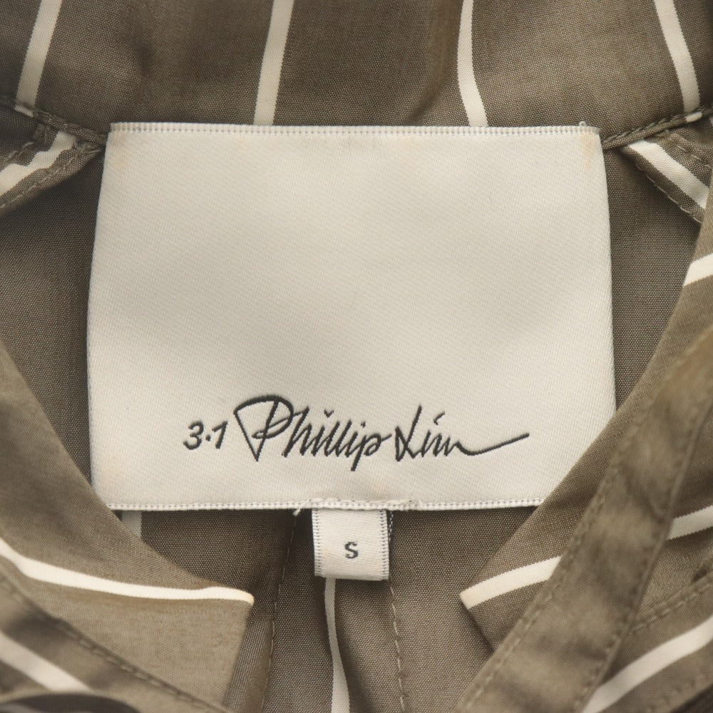 ■ 3.1 Phillip Lim スリーワンフィリップリム シャツ ワンピース 七分袖 トップス ボトムス Vネック ストライプ レディース S ブラウン系
