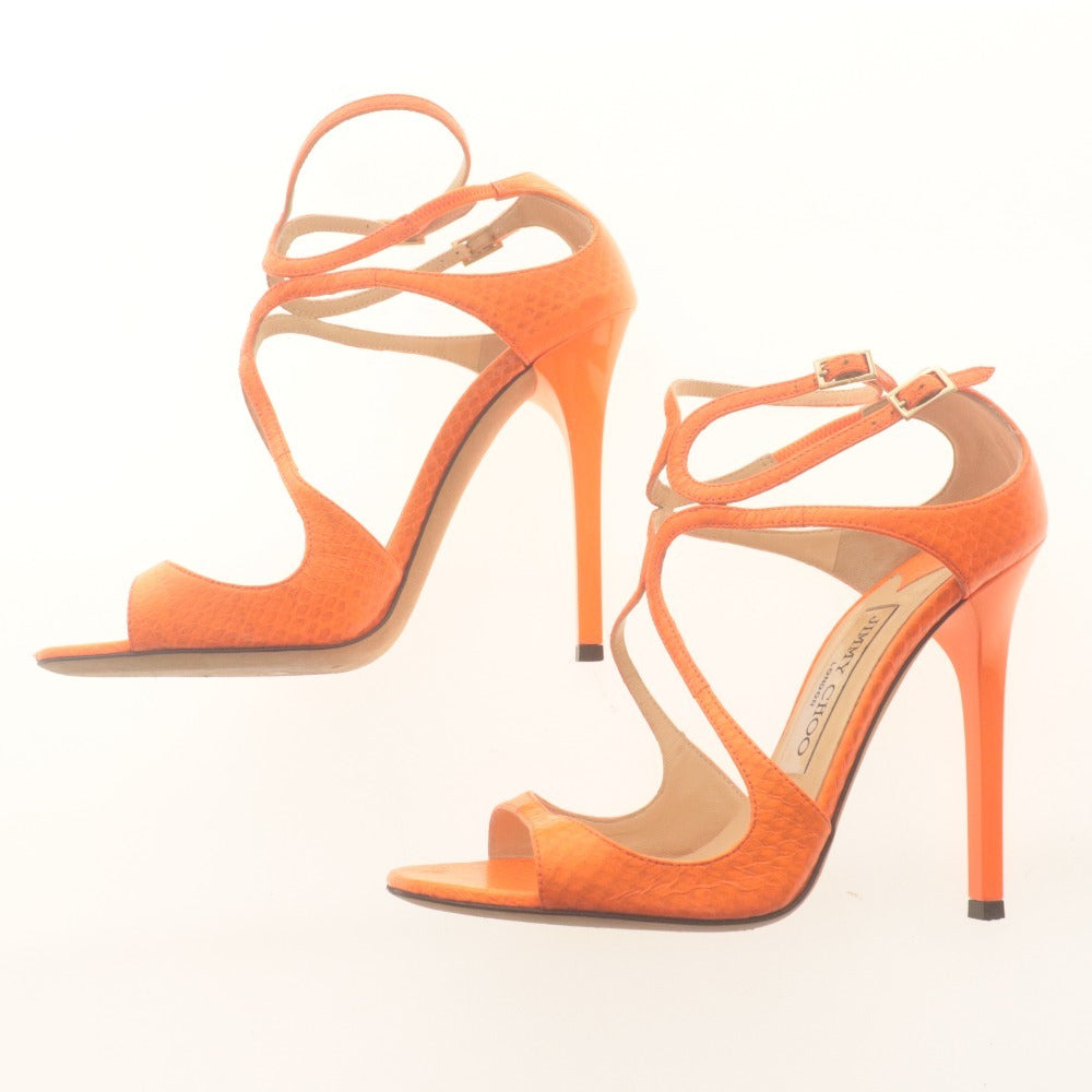 ■ JIMMY CHOO ジミーチュウ サンダル 靴 Lang アンクルストラップ レディース 36 ( 23.0cm相当 ) オレンジ 付属品付き