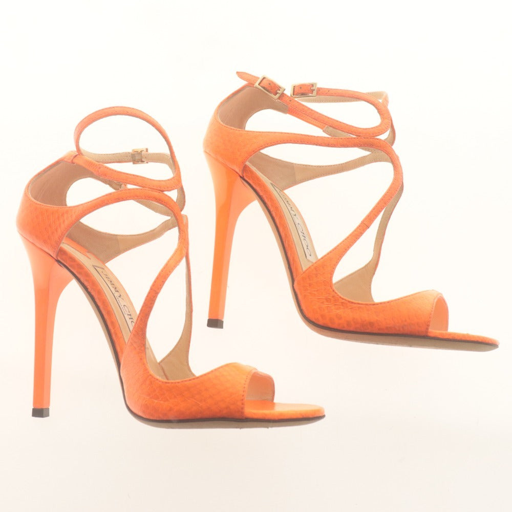 ■ JIMMY CHOO ジミーチュウ サンダル 靴 Lang アンクルストラップ レディース 36 ( 23.0cm相当 ) オレンジ 付属品付き