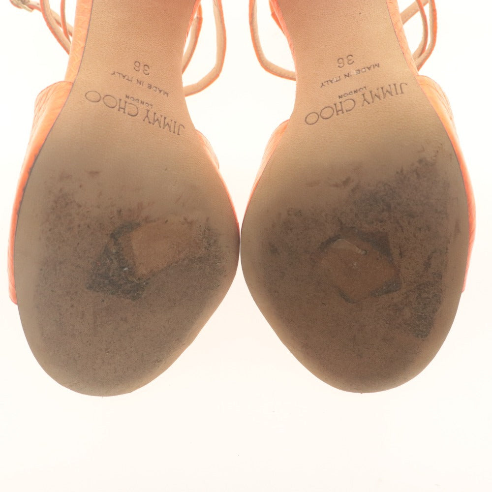 ■ JIMMY CHOO ジミーチュウ サンダル 靴 Lang アンクルストラップ レディース 36 ( 23.0cm相当 ) オレンジ 付属品付き
