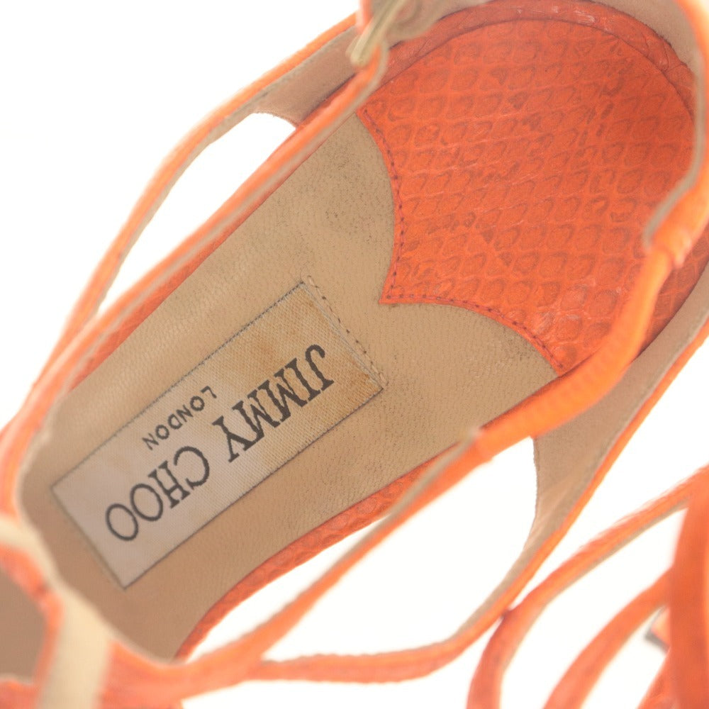 ■ JIMMY CHOO ジミーチュウ サンダル 靴 Lang アンクルストラップ レディース 36 ( 23.0cm相当 ) オレンジ 付属品付き