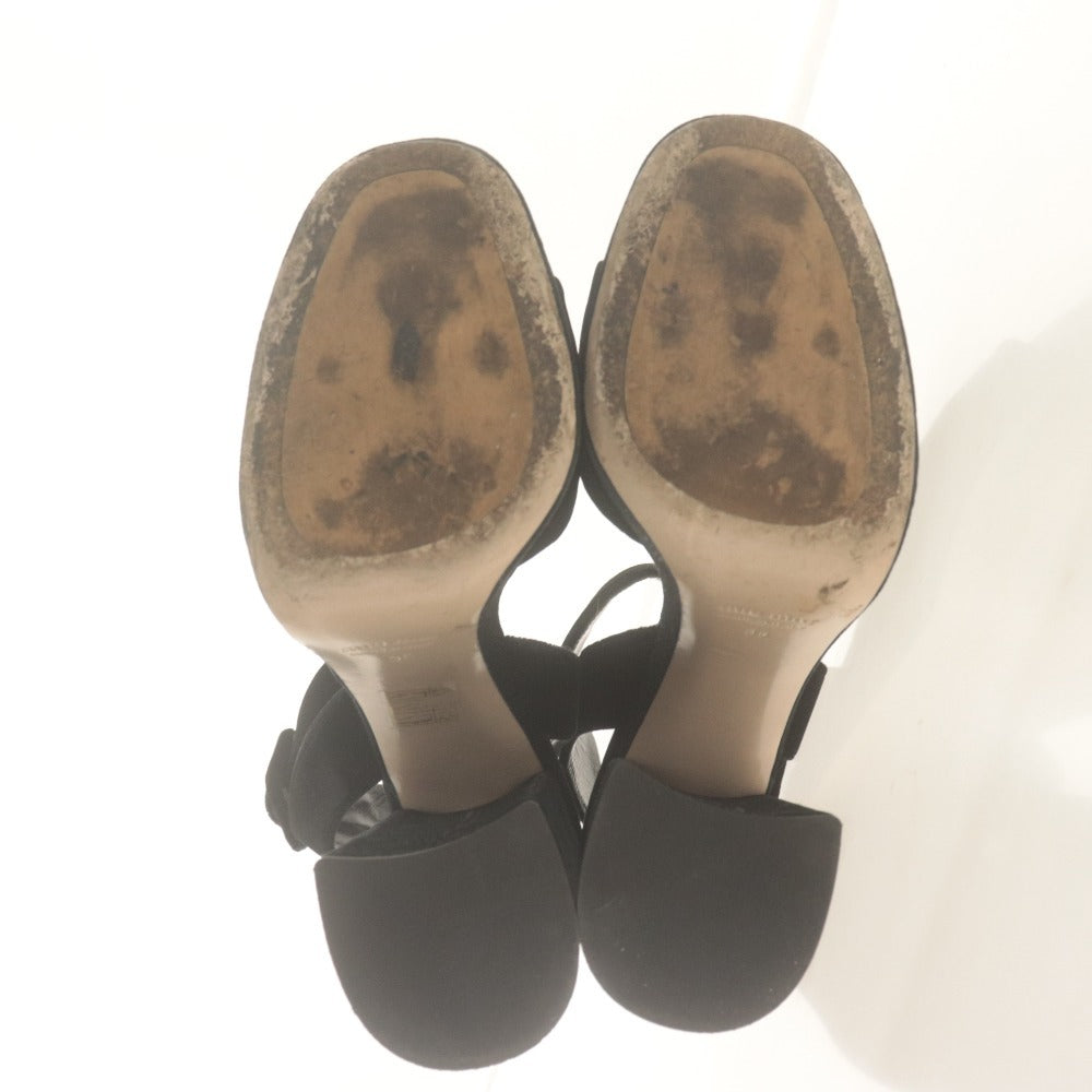 ■ MIU MIU ミュウミュウ サンダル 靴 プラットフォーム ストラップ ベロア レディース 36 (23cm相当) ブラック