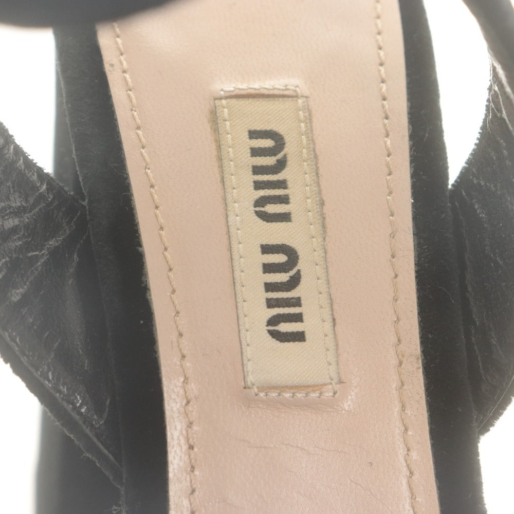 ■ MIU MIU ミュウミュウ サンダル 靴 プラットフォーム ストラップ ベロア レディース 36 (23cm相当) ブラック