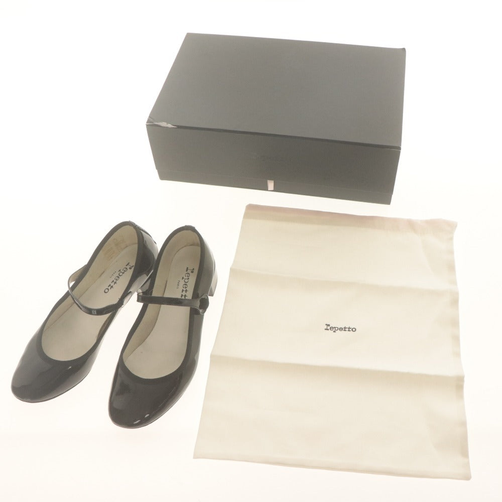 ■ reppet レペット パンプス シューズ 靴 メリージェーン エナメル レディース 36 1/2 (23.0cm相当) ブラック 袋付き