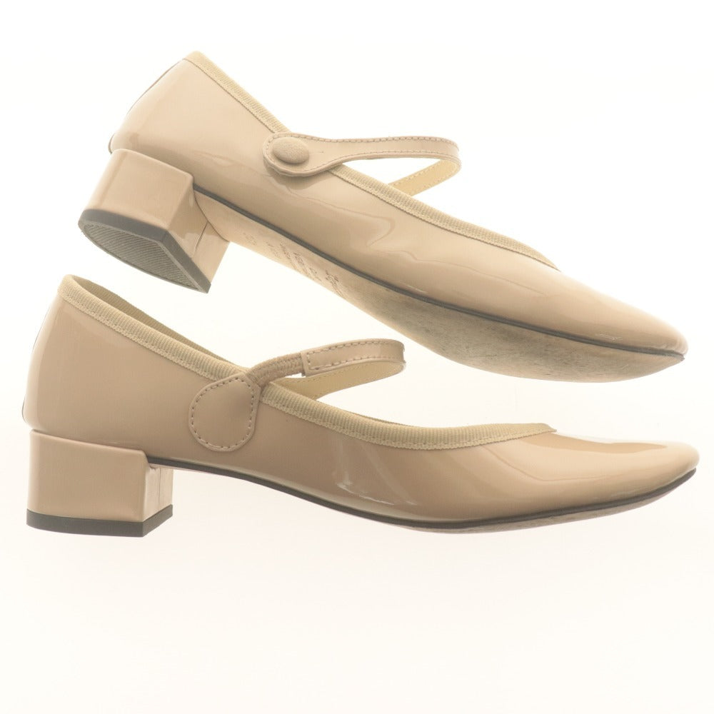 ■ reppet レペット パンプス シューズ 靴 メリージェーン エナメル レディース 36 1/2 (23.0cm相当) ベージュ 袋付き