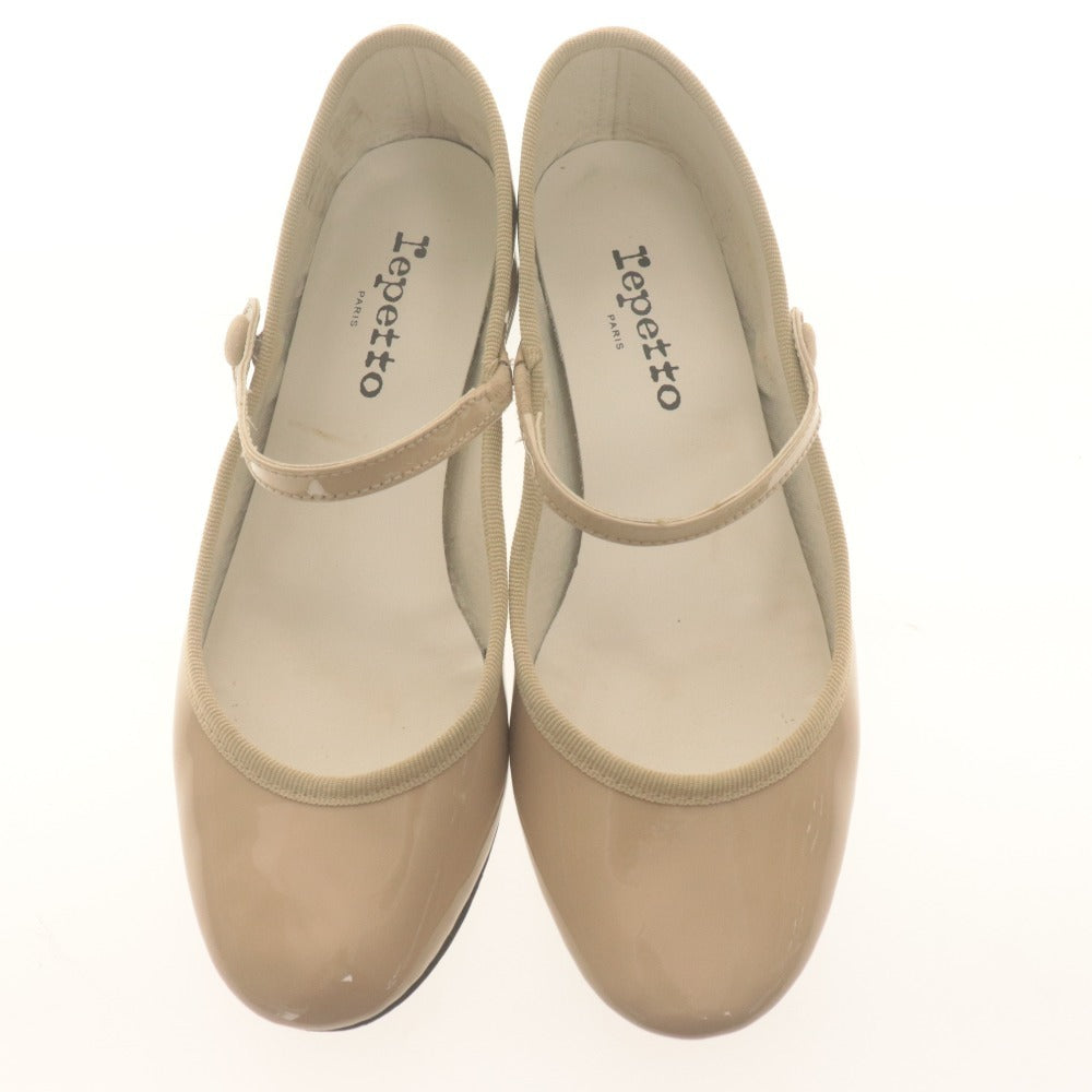 ■ reppet レペット パンプス シューズ 靴 メリージェーン エナメル レディース 36 1/2 (23.0cm相当) ベージュ 袋付き
