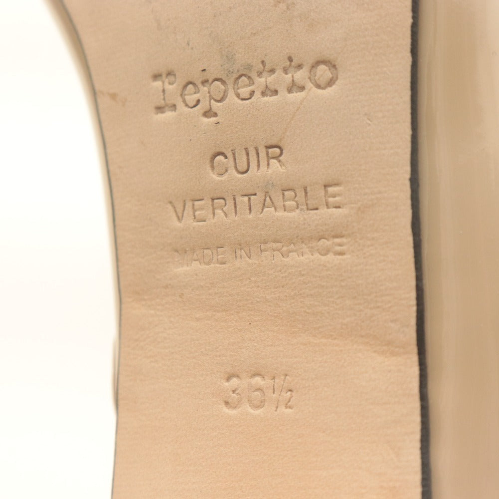 ■ reppet レペット パンプス シューズ 靴 メリージェーン エナメル レディース 36 1/2 (23.0cm相当) ベージュ 袋付き