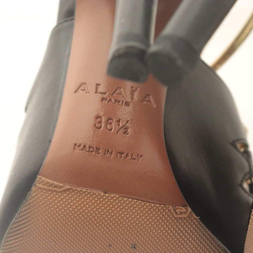 ■ ALAIA アライア サンダル 靴 ストラップ オープントゥ レディース 36 1/2 (23.5cm相当) ブラック ゴールド