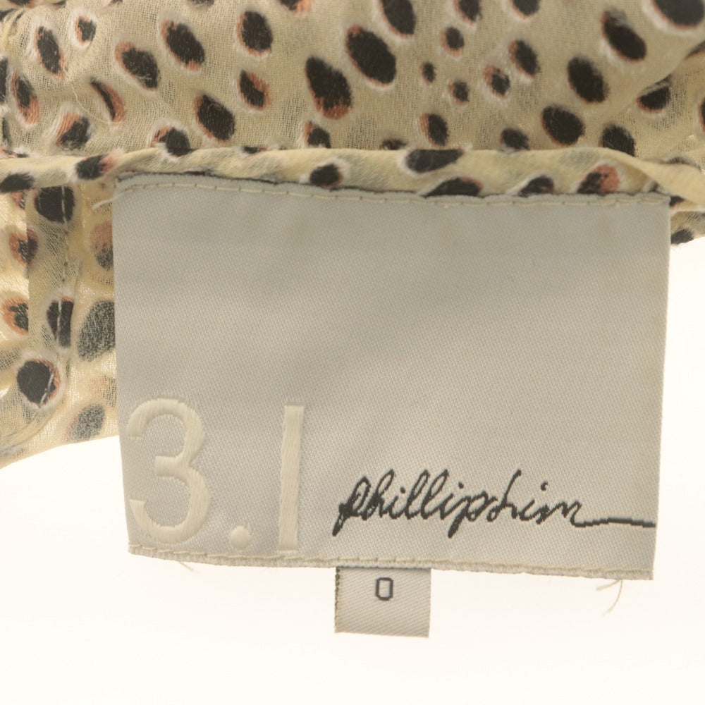 ■ 3.1 Phillip Lim スリーワンフィリップリム ワンピース チュニック 半袖 トップス シルク フリル 総柄 レディース 0 ベージュ 系