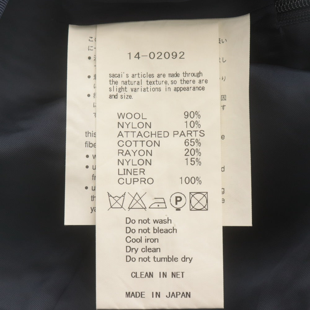 ■ sacai サカイ タイトスカート ひざ丈 ボトムス 千鳥格子 ウール混 レース レディース 1 グレー ネイビー ブルー