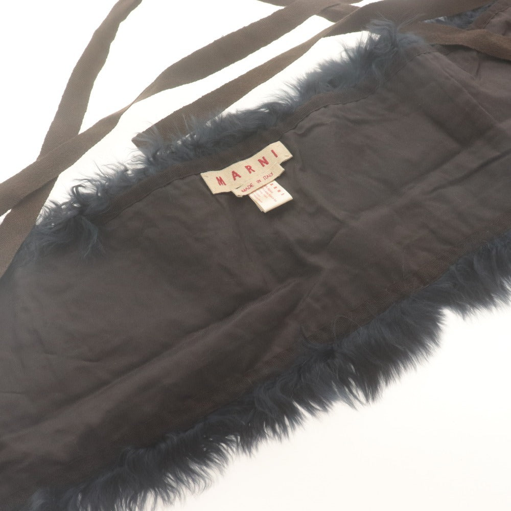 ■ MARNI マルニ ティペット ストール ファー アルパカ イタリア製 レディース ネイビー系