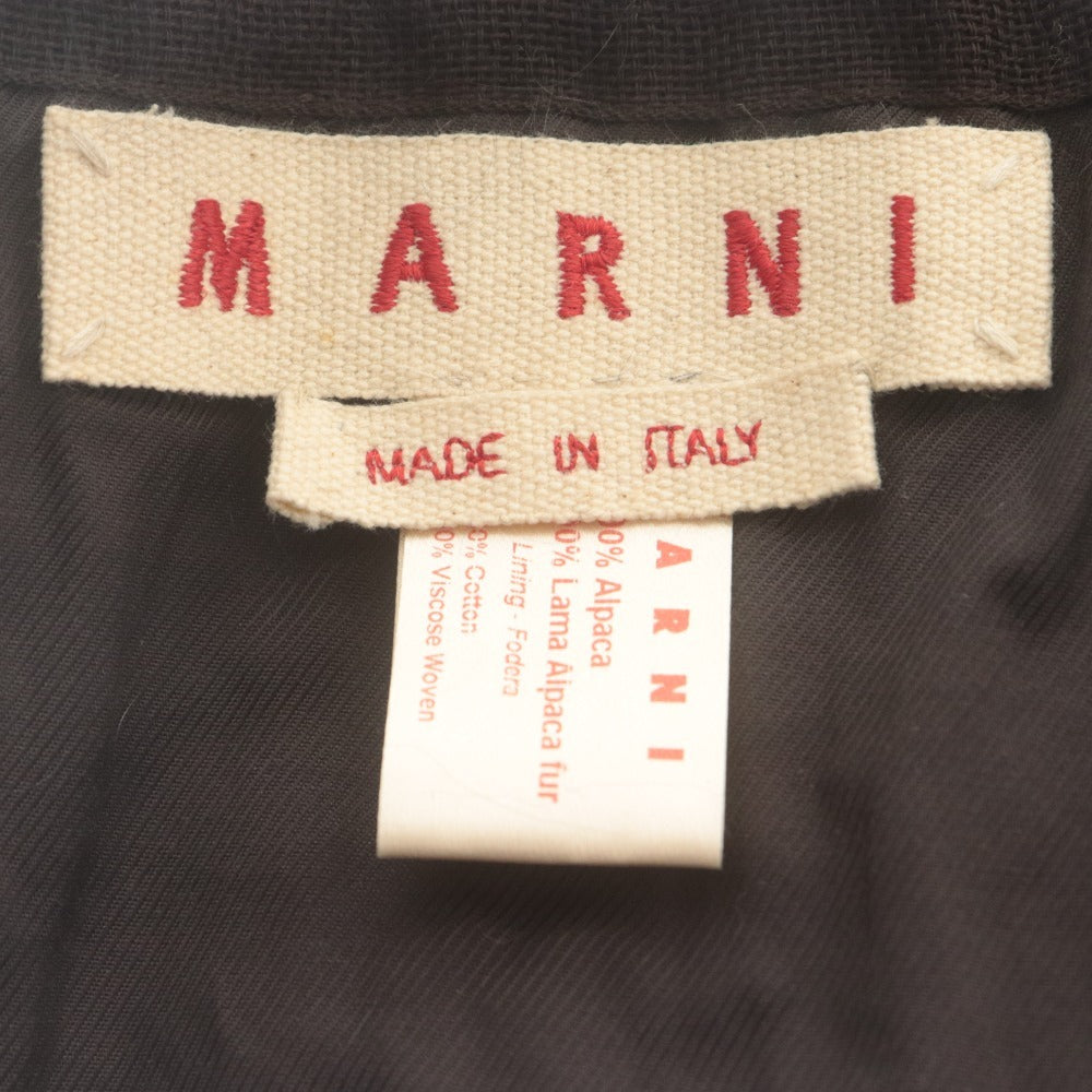 ■ MARNI マルニ ティペット ストール ファー アルパカ イタリア製 レディース ネイビー系