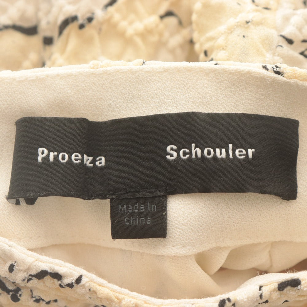 ■ Proenza Schouler プロエンザスクーラー ワンピース 長袖 トップス ボトムス シャーリング 総柄 シルク レディース 0 アイボリー系