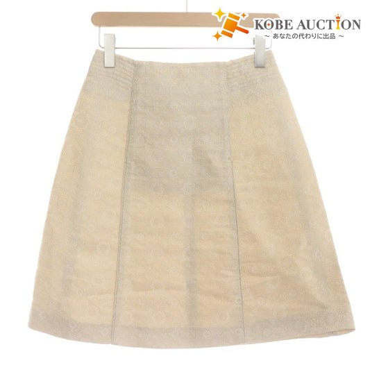 ■ Chloe A-line Skirt Knee-length Bottoms Jacquard Back Zip Silk Blend Women's T36 Ivory