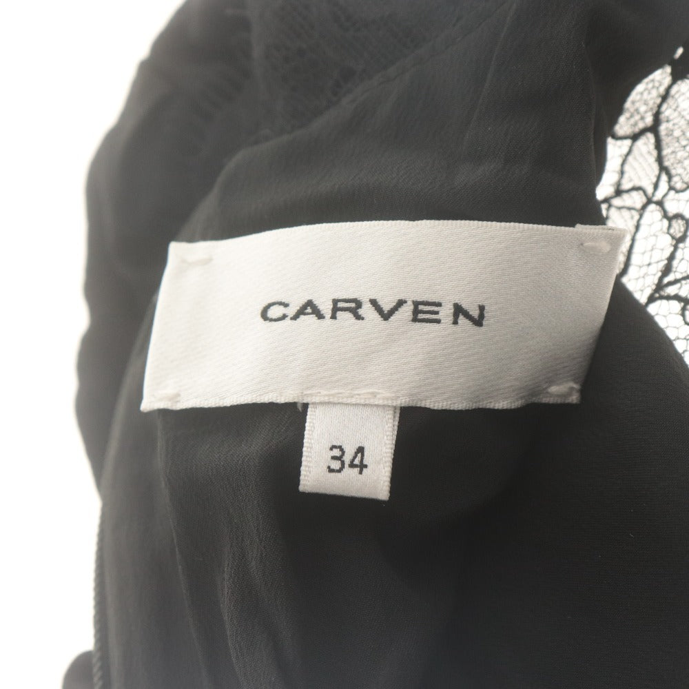 ■ CARVEN カルヴェン ワンピース 七分袖 ひざ丈 トップス ボトムス レース レディース 34 ブラック