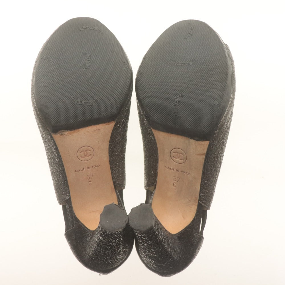 ■ CHANEL シャネル ブーティ 靴 オープントゥ グリッター レディース 37C (23.5～24.0cm相当) グレー ブラック