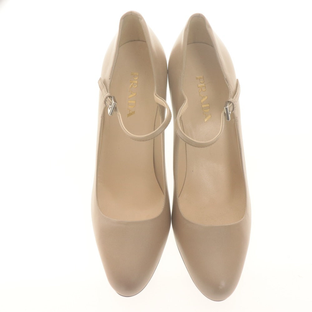 ■ PRADA プラダ パンプス 靴 ストラップ レザー レディース 36 1/2 (23.5cm相当) ベージュ系 付属品付き
