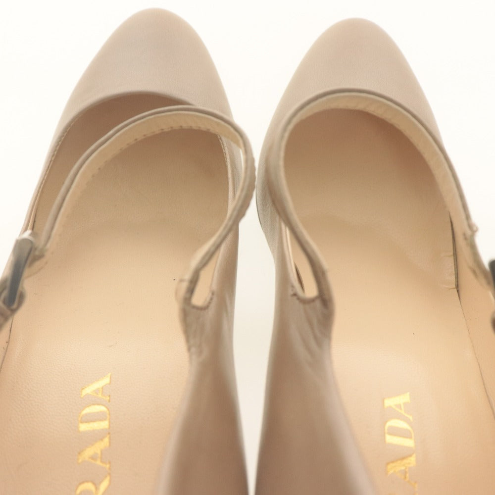 ■ PRADA プラダ パンプス 靴 ストラップ レザー レディース 36 1/2 (23.5cm相当) ベージュ系 付属品付き