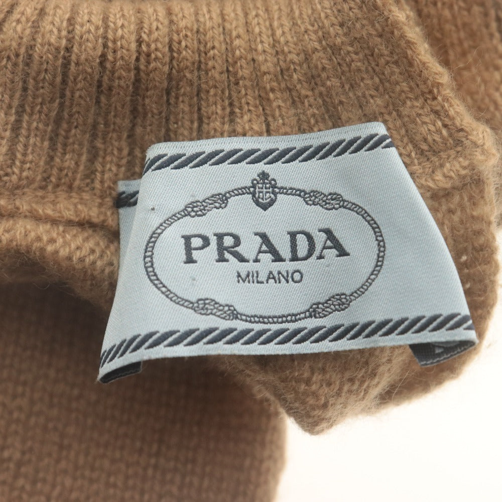■ PRADA プラダ セーター 長袖 トップス ニット カシミヤ バックリボン スリット レディース 38 ブラウン