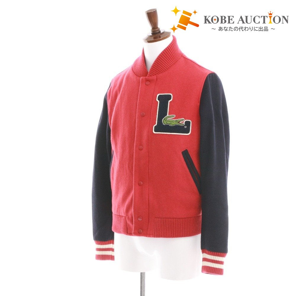 ■ ラコステ ライブ スタジャン ブルゾン アウター ワッペン メンズ 46 (S相当) レッド ネイビー