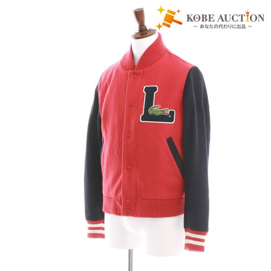 ■ ラコステ ライブ スタジャン ブルゾン アウター ワッペン メンズ 46 (S相当) レッド ネイビー
