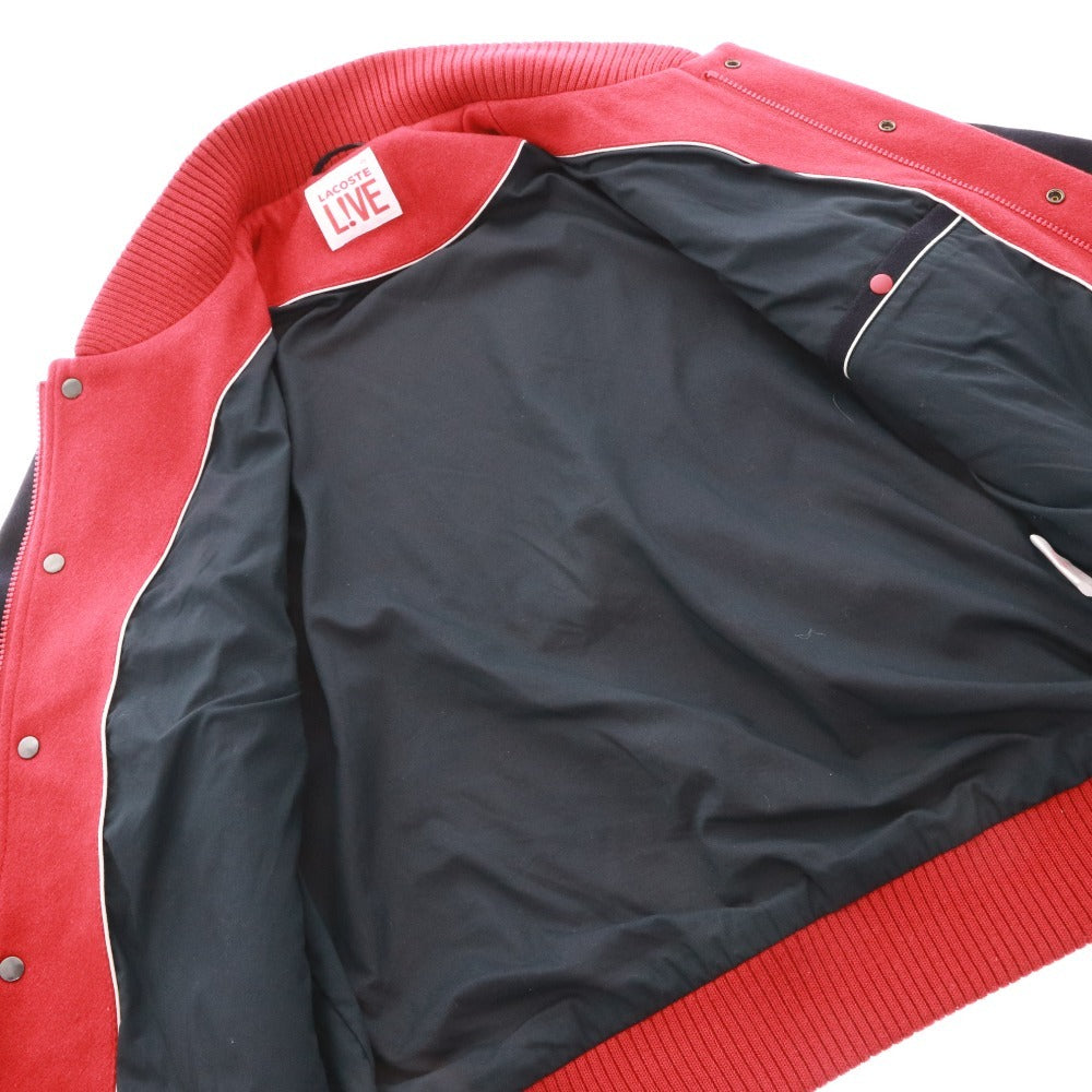 ■ ラコステ ライブ スタジャン ブルゾン アウター ワッペン メンズ 46 (S相当) レッド ネイビー