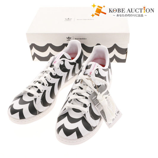 ■ アディダス スニーカー シューズ H05757 靴 スタンスミス マリメッコ レディース 28.0cm ブラック ホワイト ピンク 付属品付き 未使用