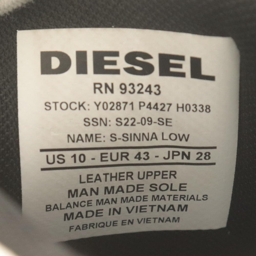 ■ DIESEL ディーゼル レザースニーカー シューズ 革靴 S-SINNA LOW ローカット スエード メンズ 28cm 白 ベージュ ライトイエロー