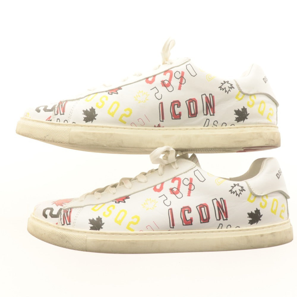 ■ DSQUARED2 ディースクエアード ローカットスニーカー シューズ 靴 グラフィックプリント ロゴ 絵柄 メンズ 43 (約28.0cm相当) 白 赤 等