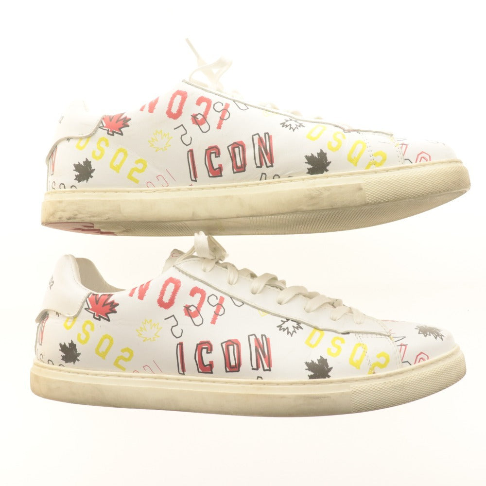■ DSQUARED2 ディースクエアード ローカットスニーカー シューズ 靴 グラフィックプリント ロゴ 絵柄 メンズ 43 (約28.0cm相当) 白 赤 等