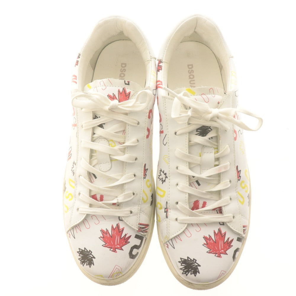 ■ DSQUARED2 ディースクエアード ローカットスニーカー シューズ 靴 グラフィックプリント ロゴ 絵柄 メンズ 43 (約28.0cm相当) 白 赤 等