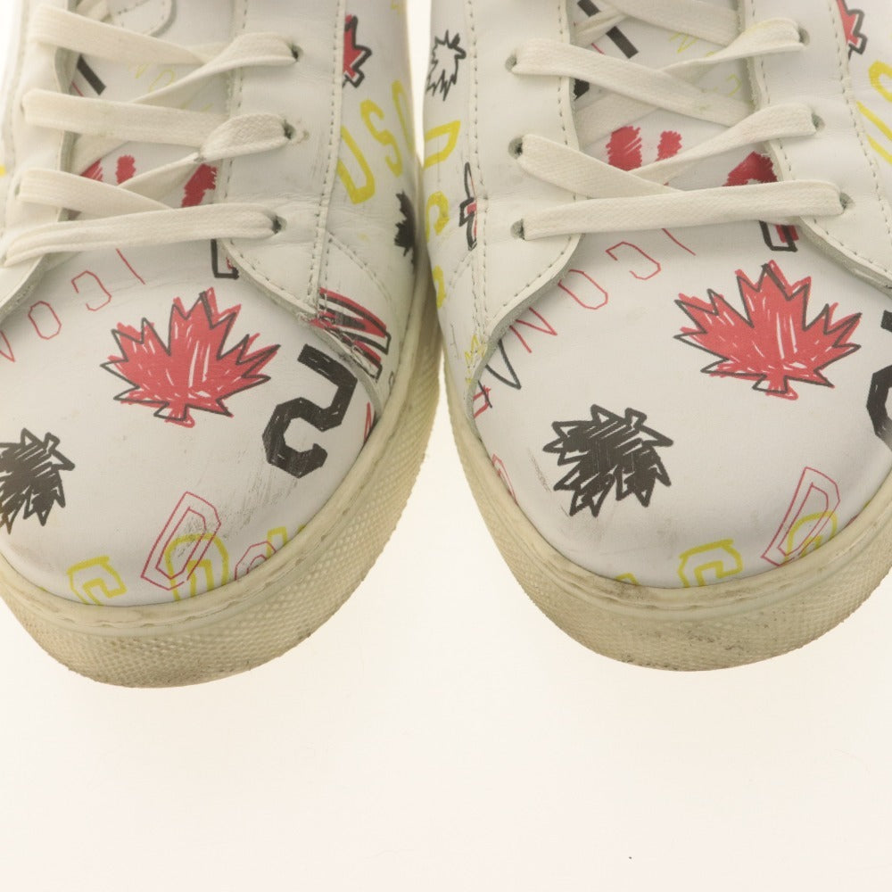 ■ DSQUARED2 ディースクエアード ローカットスニーカー シューズ 靴 グラフィックプリント ロゴ 絵柄 メンズ 43 (約28.0cm相当) 白 赤 等