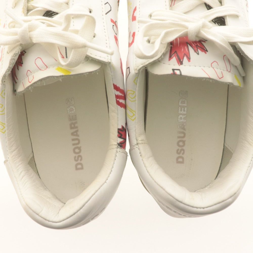 ■ DSQUARED2 ディースクエアード ローカットスニーカー シューズ 靴 グラフィックプリント ロゴ 絵柄 メンズ 43 (約28.0cm相当) 白 赤 等