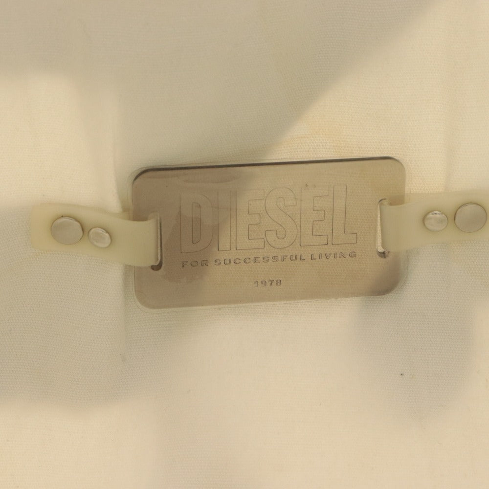 ■ ディーゼル DIESEL トートバッグ 鞄 ハンド ビニールバッグ ロゴ柄 レディース メンズ アイボリー 黒