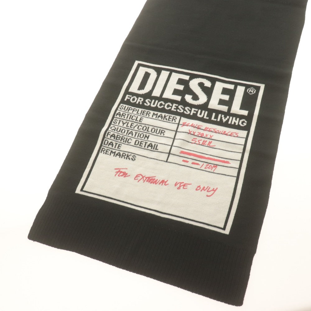■ DIESEL ディーゼル ニットマフラー K-GUBO D プロダクトタグモチーフ ロゴ柄 ストール メンズ レディース UNI 白黒 タグ付き 未使用