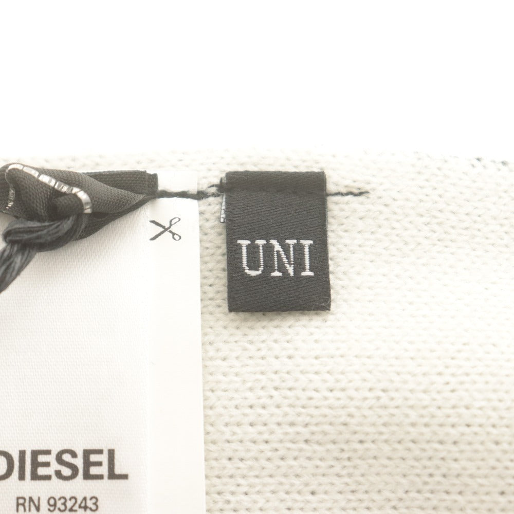 ■ DIESEL ディーゼル ニットマフラー K-GUBO D プロダクトタグモチーフ ロゴ柄 ストール メンズ レディース UNI 白黒 タグ付き 未使用