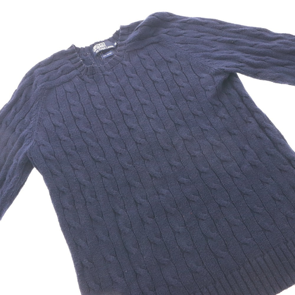 ■ POLO RALPH LAUREN ポロ ラルフローレン セーター トップス 長袖 丸首 無地 メンズ M ネイビー系