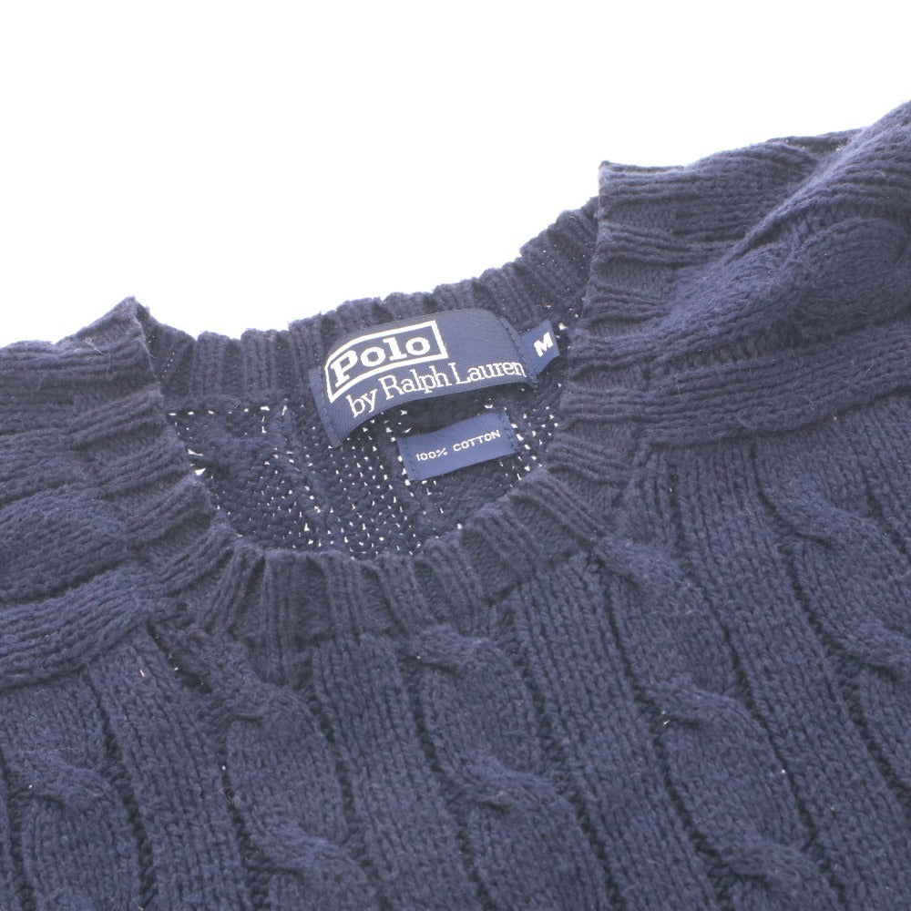 ■ POLO RALPH LAUREN ポロ ラルフローレン セーター トップス 長袖 丸首 無地 メンズ M ネイビー系