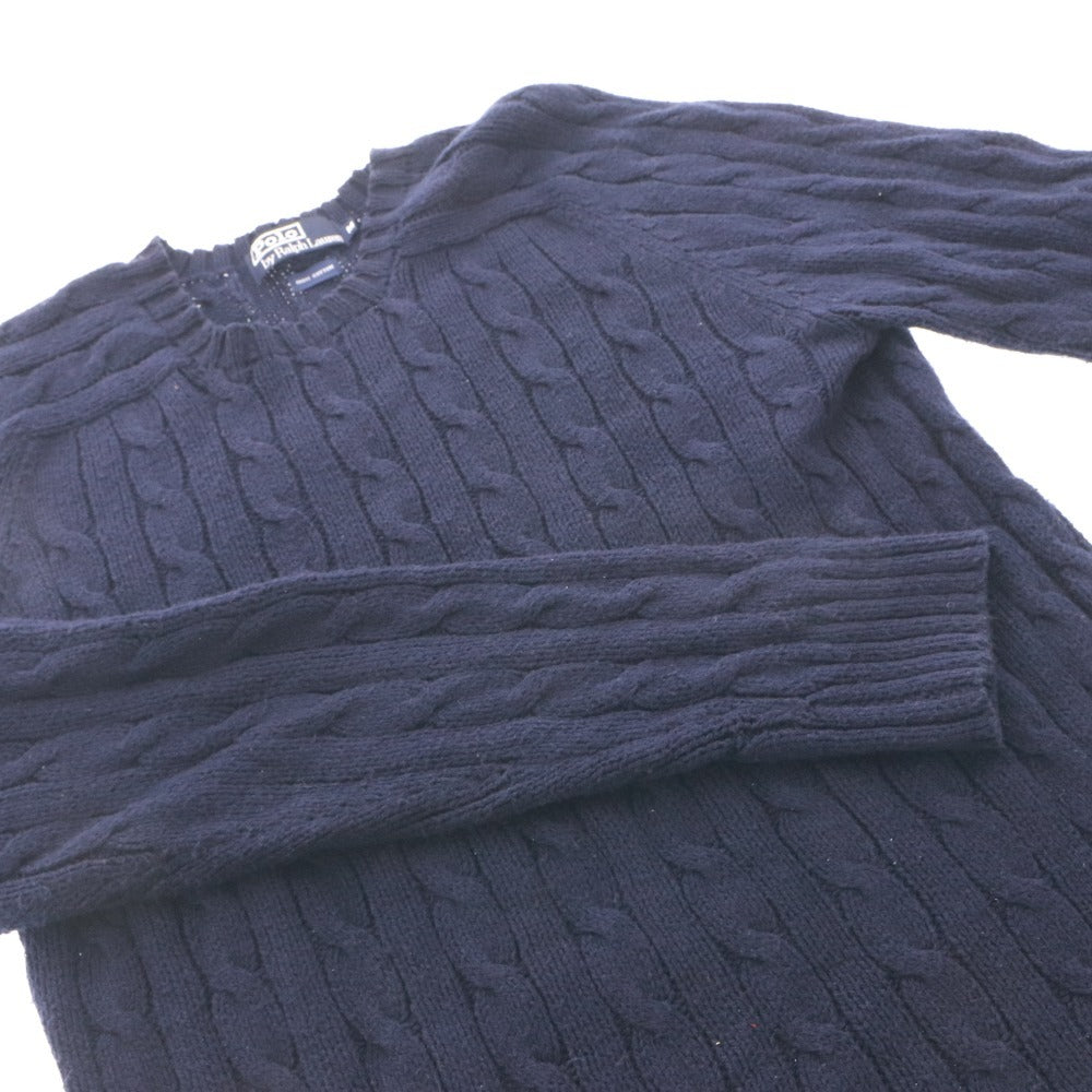 ■ POLO RALPH LAUREN ポロ ラルフローレン セーター トップス 長袖 丸首 無地 メンズ M ネイビー系