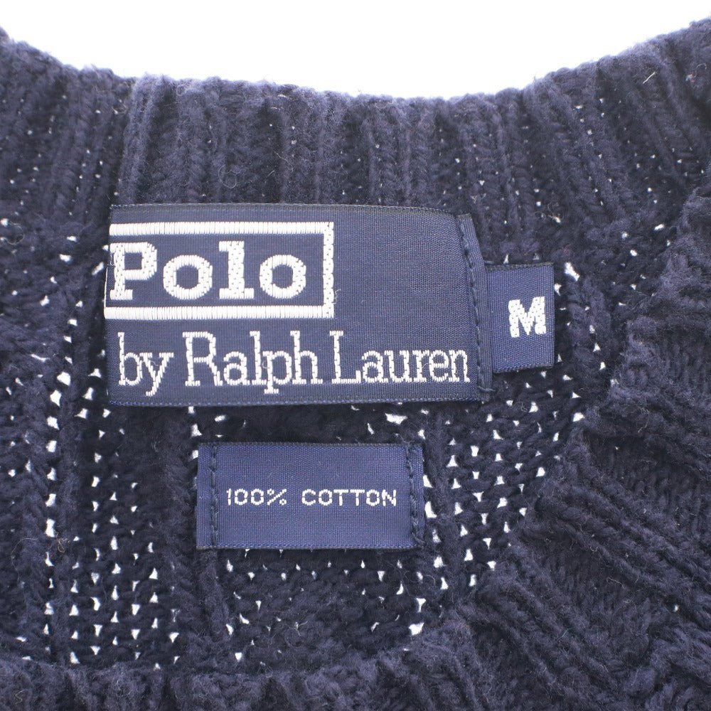 ■ POLO RALPH LAUREN ポロ ラルフローレン セーター トップス 長袖 丸首 無地 メンズ M ネイビー系