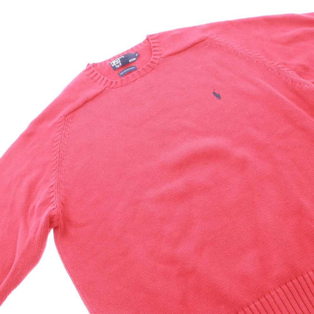 ■ POLO RALPH LAUREN ポロ ラルフローレン セーター トップス 長袖 丸首 無地 メンズ M ライトレッド系