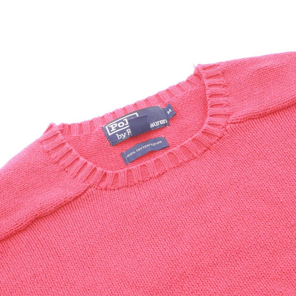 ■ POLO RALPH LAUREN ポロ ラルフローレン セーター トップス 長袖 丸首 無地 メンズ M ライトレッド系