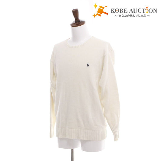 ■ POLO RALPH LAUREN ポロ ラルフローレン セーター トップス 長袖 丸首 無地 メンズ M ホワイト系