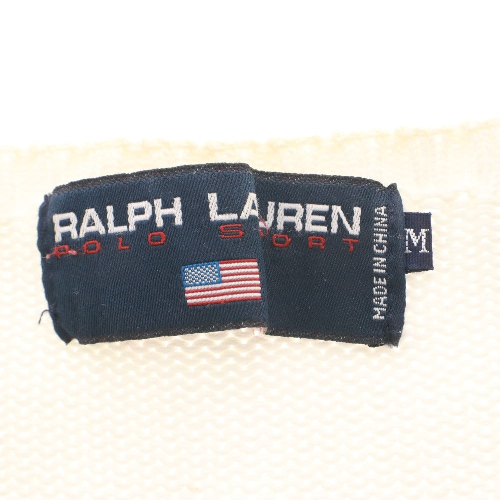 ■ POLO RALPH LAUREN ポロ ラルフローレン セーター トップス 長袖 丸首 無地 メンズ M ホワイト系