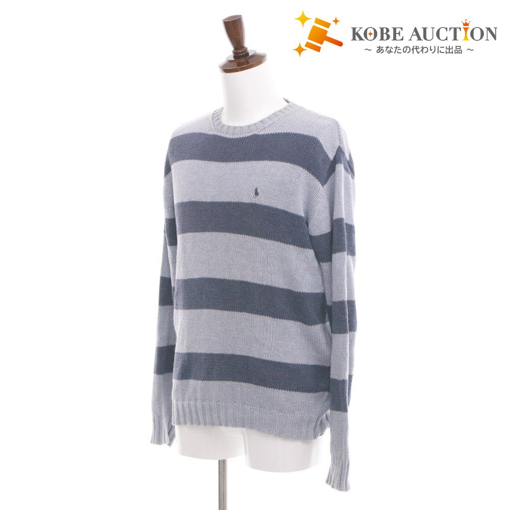 ■ POLO RALPH LAUREN Polo Ralph Lauren Sweater Top Long Sleeve Crew Neck Border Men's M Navy Light Blue